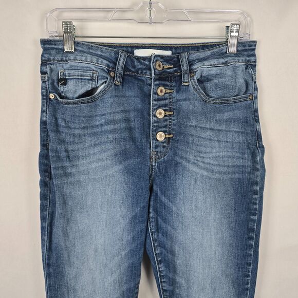 KanCan Jeans Women's 28 Blue Button Fly Skinny Medium Wash Fade Ankle - Picture 2 of 16